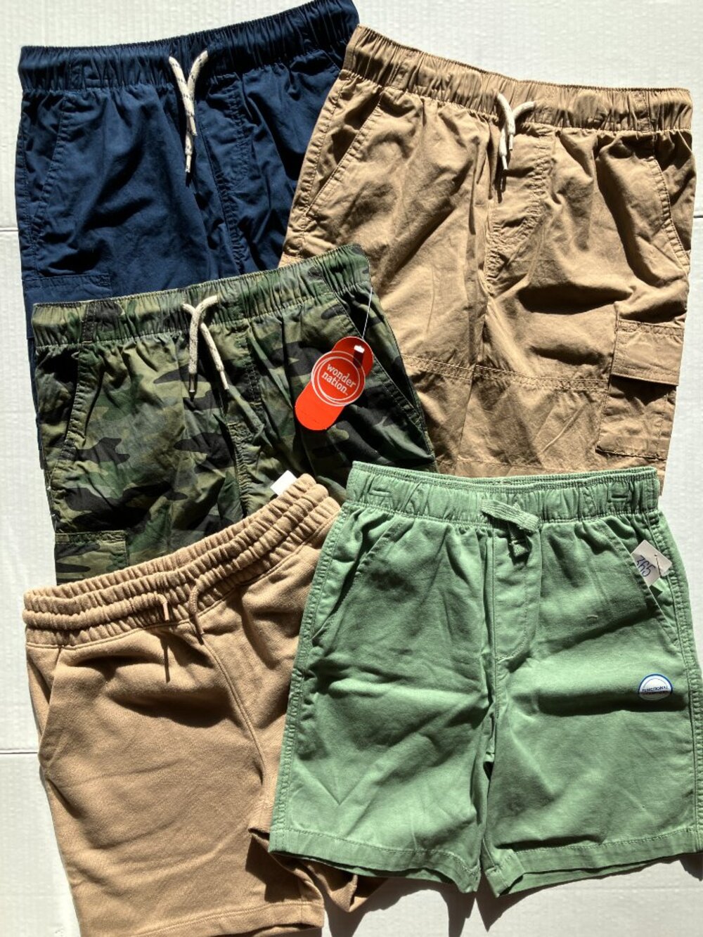 8 Boy Wonder Nation & 365 Kids Drawcord Woven, Terry & Cargo Shorts Bundle